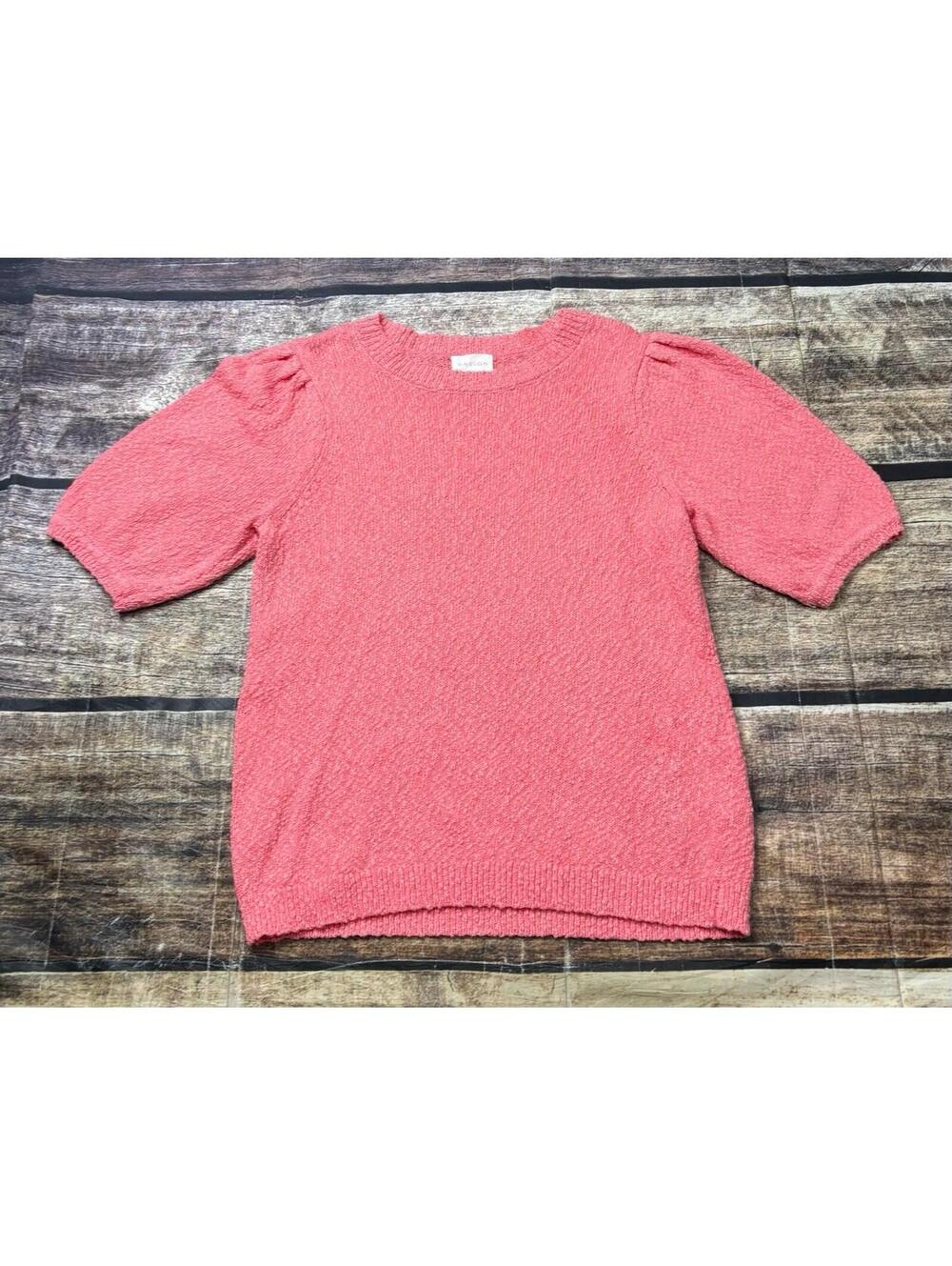 Caslon Sweater Womens Medium Cotton 3/4 Sleeve Pink Pullover